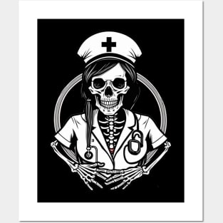 Skeleton nurse practitioner registered nurse halloween design Posters and Art